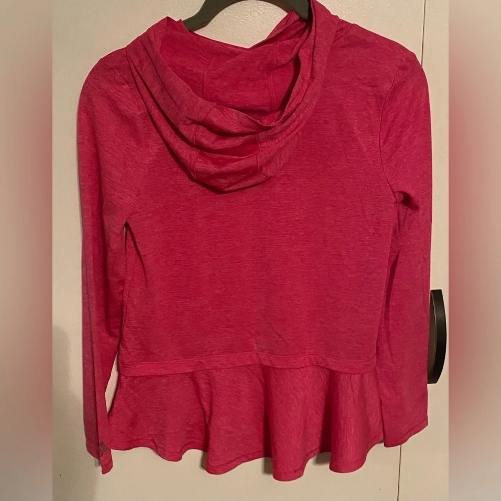 Adidas girls activewear top with ruffle bottom & hood, M (10-12) - Picture 2 of 4